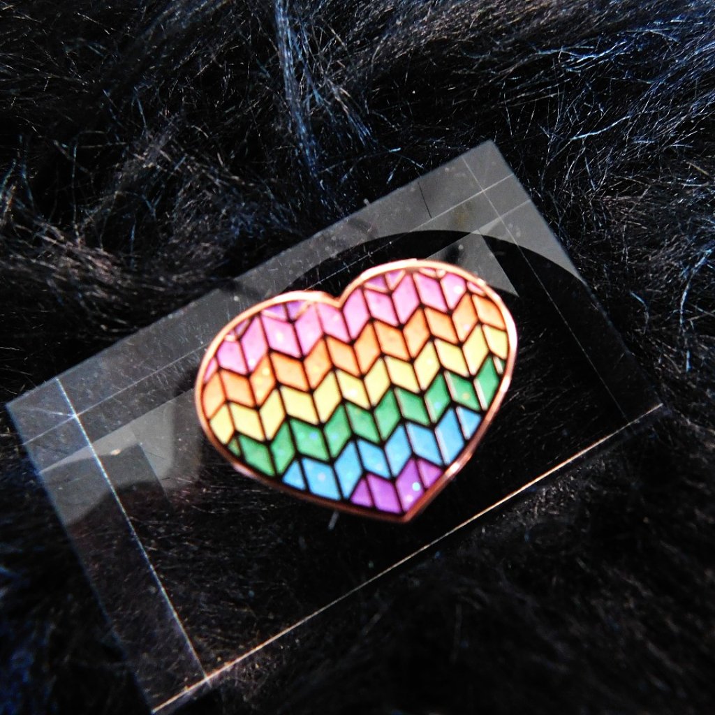 Pastel Rainbow Knit Heart Enamel Pin